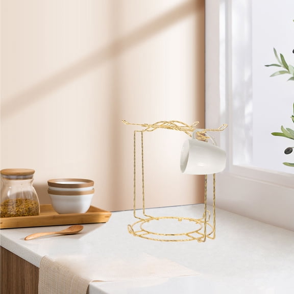 YOSADIER Table Cup Holder Tea Rack Golden Iron 1Pcs