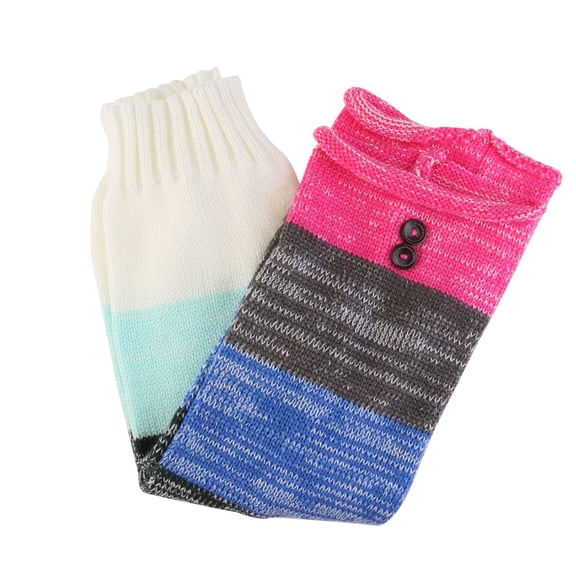 Hemoton Colourful Knitted Socks Multi-color Stitching Button Wool Leggings Set Lady Shoe/Foot Warmers
