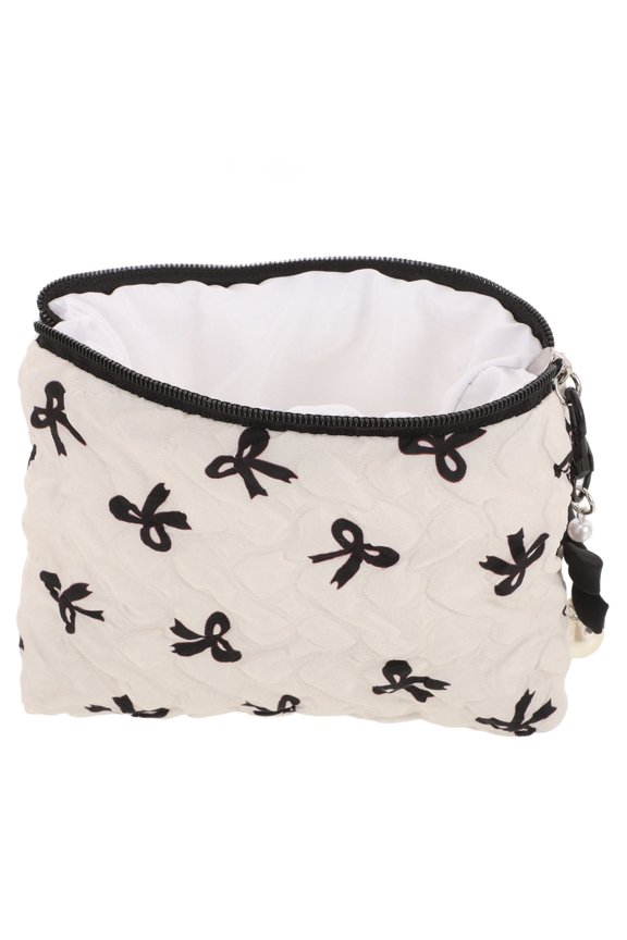 SOPOTUTU Portable Cosmetic Bag with Fashionable Bowknot and Multifunctional Storage