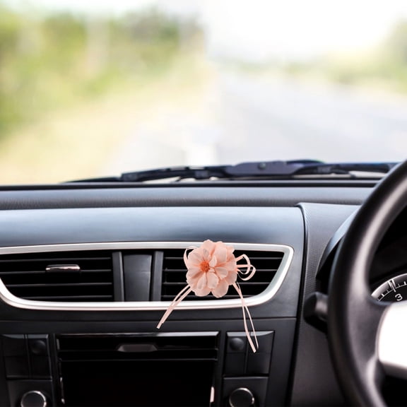 Hemoton Cute Car Air Fresheners with Flower Scents Essential Oil Diffuser for Car Fragrance Flower Vent Accessories for Women's Car Interior Decor Orange