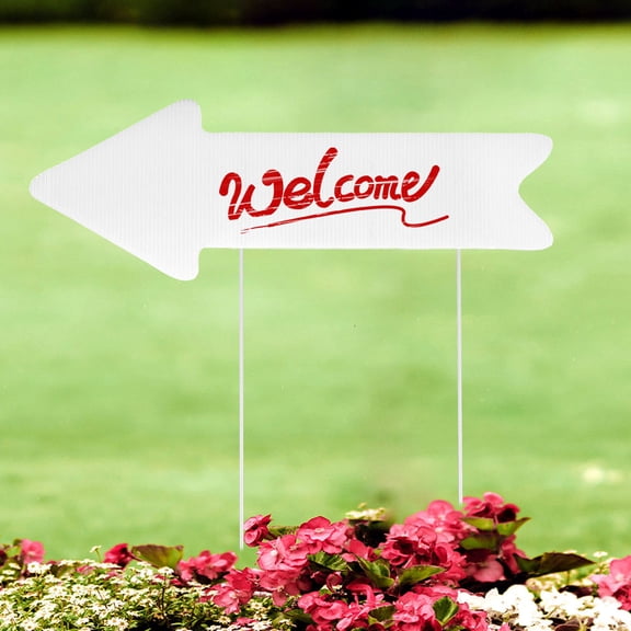 Hemoton DIY Blank Arrow Sign Stand for Outdoor Plastic Detachable Directional Sign 2 Pieces