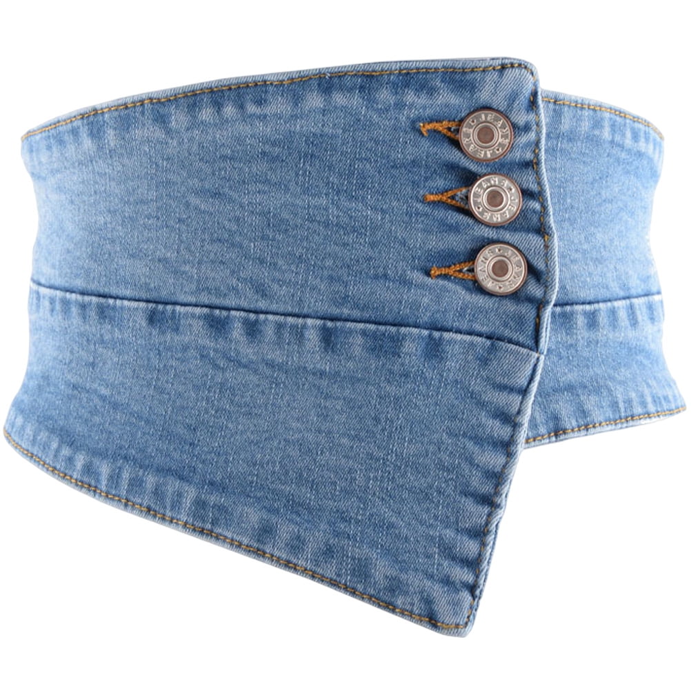 Women Denim Wide Waist Belt Tie Corset Cinch Waistband for Shirt Dress Chic