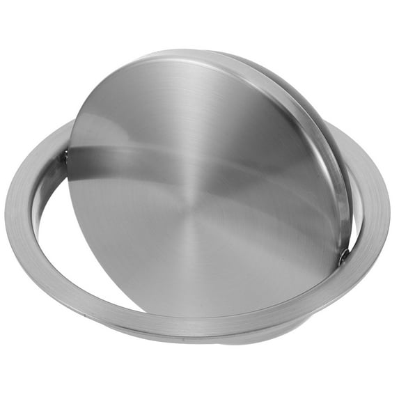 Hemoton Stainless Steel Drop-In Countertop Trash Bin Lid with Round Waste Chute and Balanced Swing Flap Cover for Trash Can
