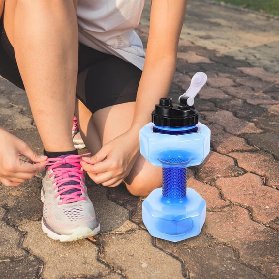 Hemoton Dumbbell Shape Water Bottle Fitness Exercise Water Jug Workout Dumbbell Water Bottle For Gym Yoga Running Outdoors Cycling And Camping