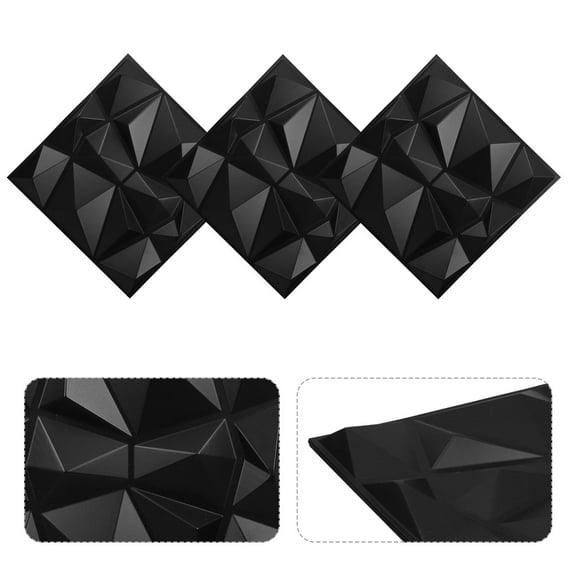 Hemoton Durable PVC Ceiling Panels with Realistic 3D Effect for Home 6pcs Black Wall Decor