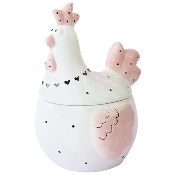 Hemoton Ceramic Storage Jar with Lid, Sealed Candy Container and Chicken-Shaped Fruit Holder for Kitchen Organization