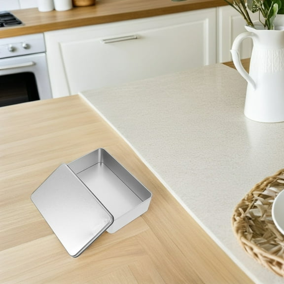 Hemoton Empty Metal Tin Box With Lid Cookie Tin Rectangular Case Necklace Organizer Containers For Biscuit Treats Favors Candle Drawing Pin Jewelry Crafts Trinket