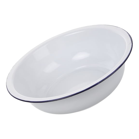 Hemoton  Enamel Washing Basin Enamelware Bowls Soap Dish Large White