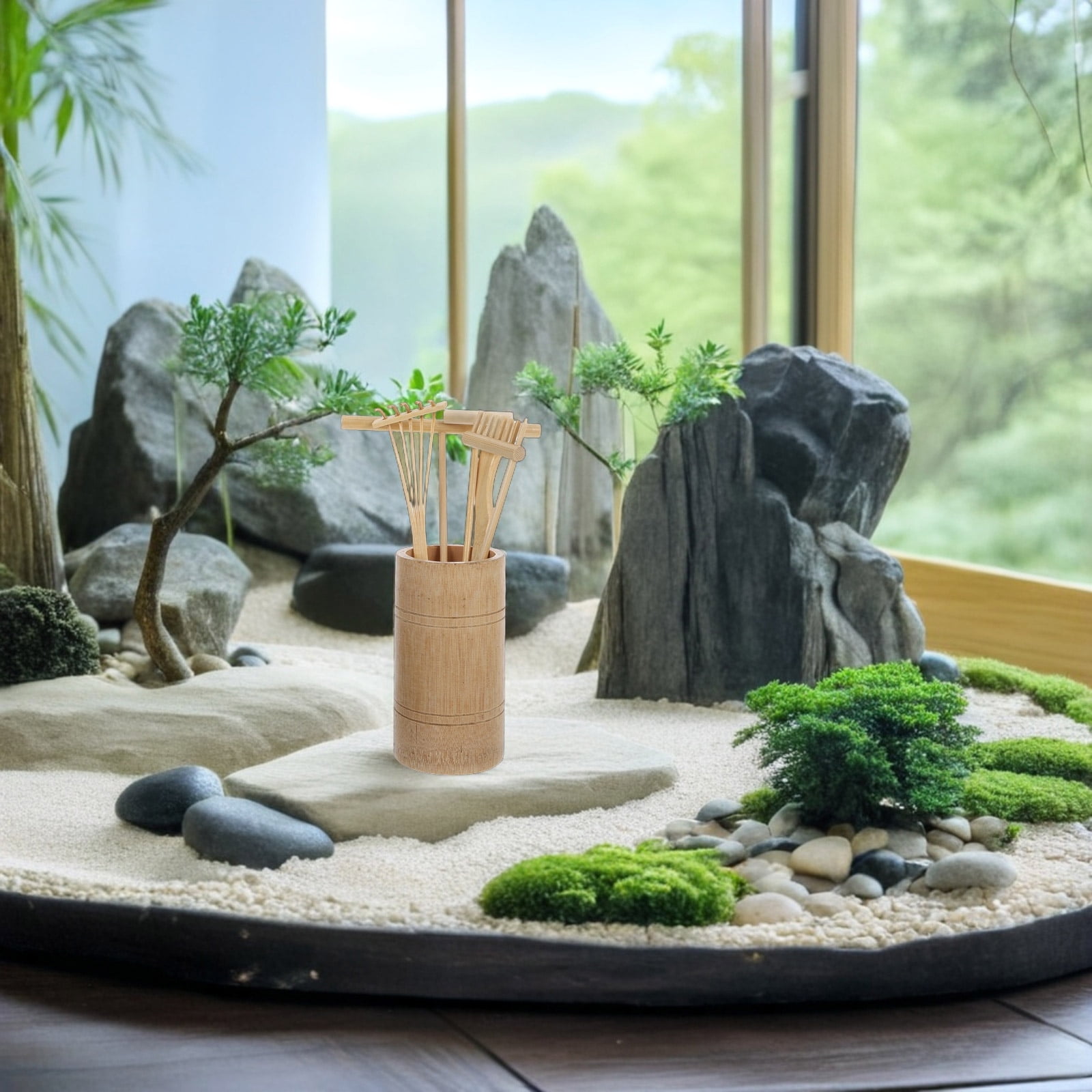 Zen Raksu HEMOTON Bamboo Zen Garden Rake Set for Sand Table Decoration Khaki ...