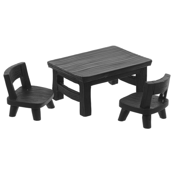 RENACLIPY Black Resin Miniature Dollhouse Furniture Set for Landscape Decor and Accessories Collection