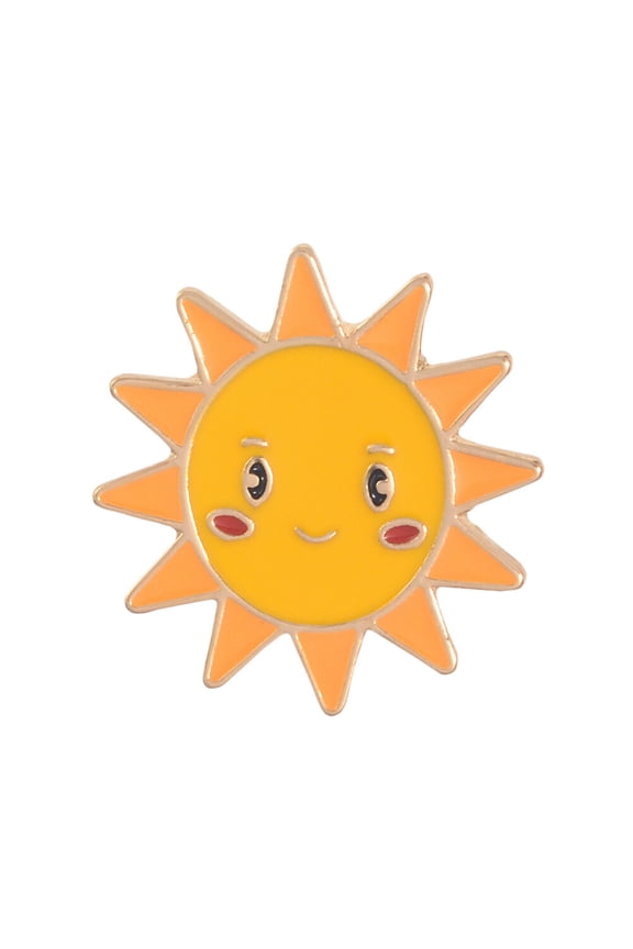 Yellow Alloy Sun Pattern Brooch for Women Accessories Fashion Cartoon Design Pin Jewelry Corsage 1