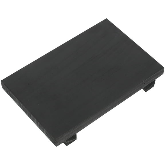 Hemoton Flower Wooden Pedestal Serving Tray Counter for Bathroom Black