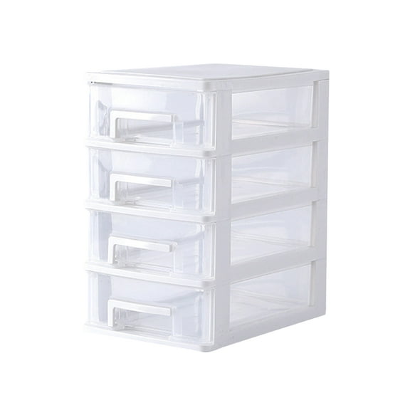 HEMOTON White PP Plastic Drawer Type Storage Cabinet with Four Layers for Efficient Organization and Storage Use 17.7x11.8x53.5 Inches