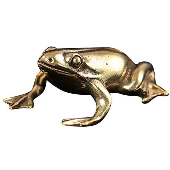 YOSADIER Golden Brass Frog Figurine for Home Decor Lightweight Multipurpose Tabletop Adornment