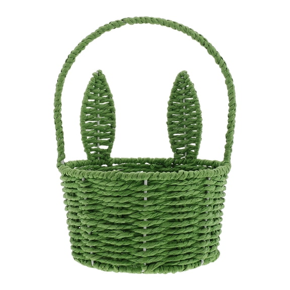 YOSADIER Elegant Handwoven Green Bunny Basket for Presents Flower Display and Storage