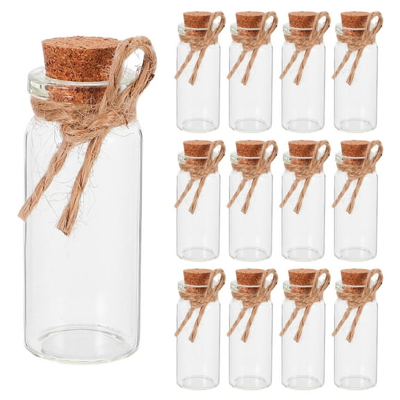 Hemoton  Glass Container with Cork Lid Mini Bottles Stoppers Travel Transparent