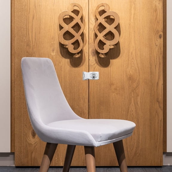 Hemoton Glass Door Latch Anti-Theft Security Lock Locks Pantry Silver