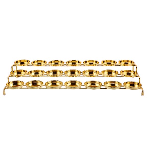 Hemoton Golden Iron Bracket Pillar Lamp Holder for Home Decor with Three Tier Design and Extended Burn Time