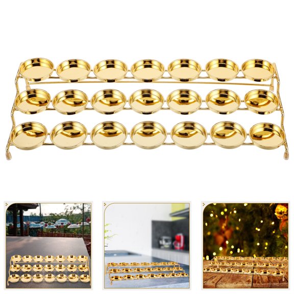 Hemoton Golden Iron Bracket for Home Three Tier Design Safe and Reliable Elegant Decor 20112037