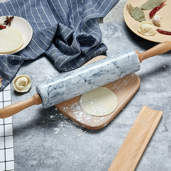 Hemoton Grey Rolling Pin with Wooden Handle for Baking Practical Dough Roller in Home Kitchen 1 Piece