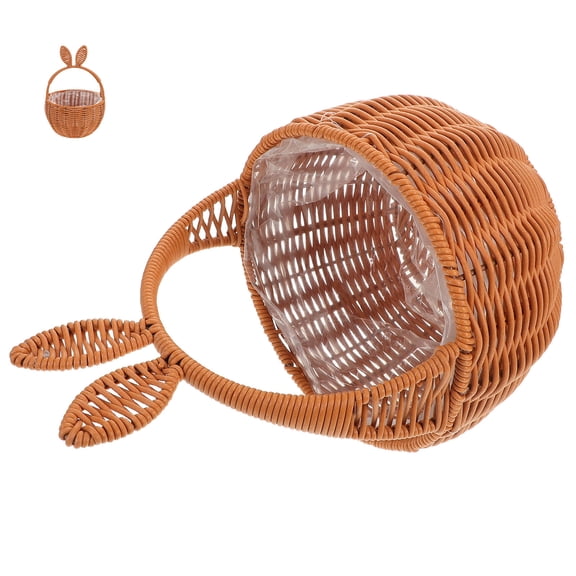 ORDDIART Portable Light Brown Braided Flower Basket for Wedding and Fruit Storage