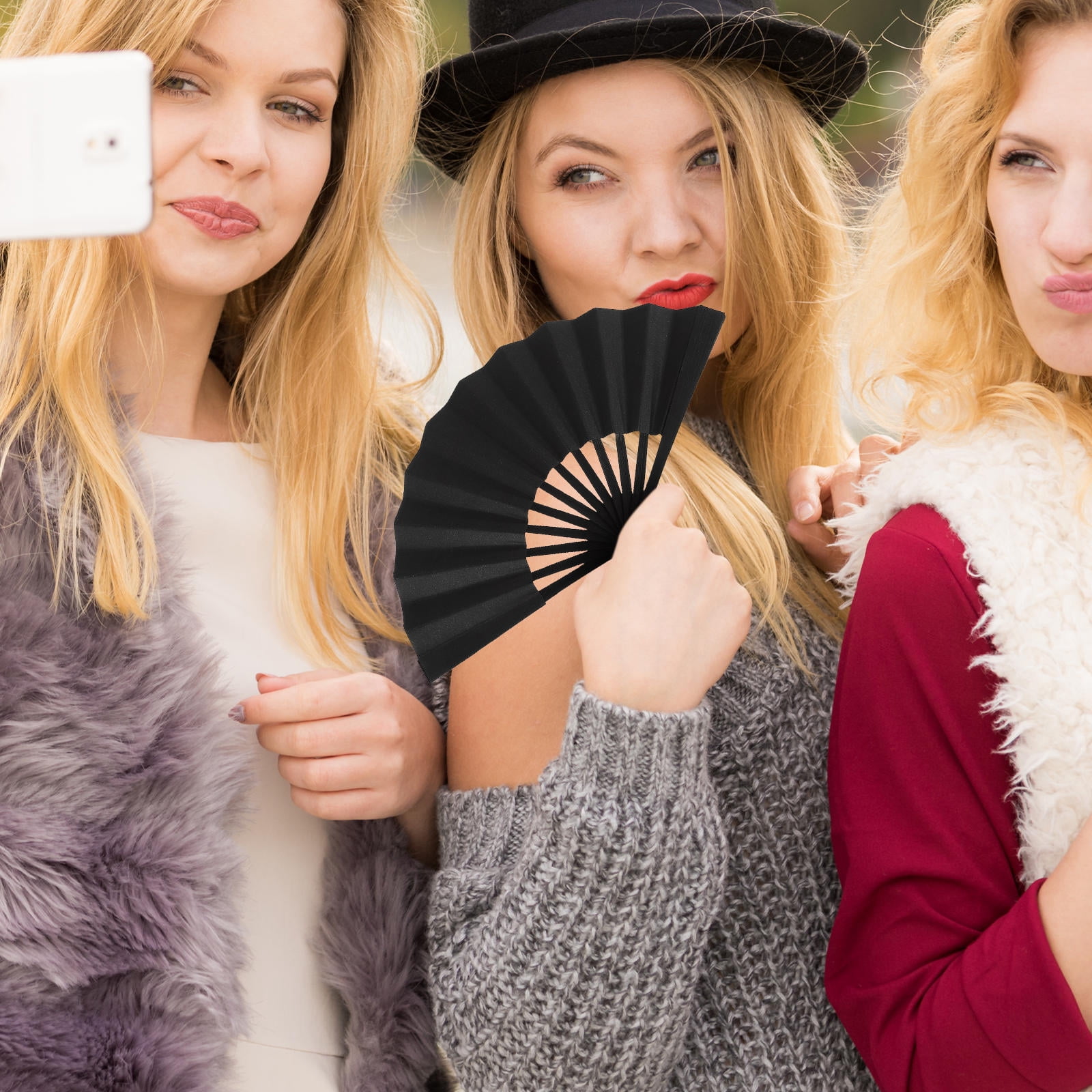 Hemoton Black Mini Folding Fan for Decor and Photography Props Small ...