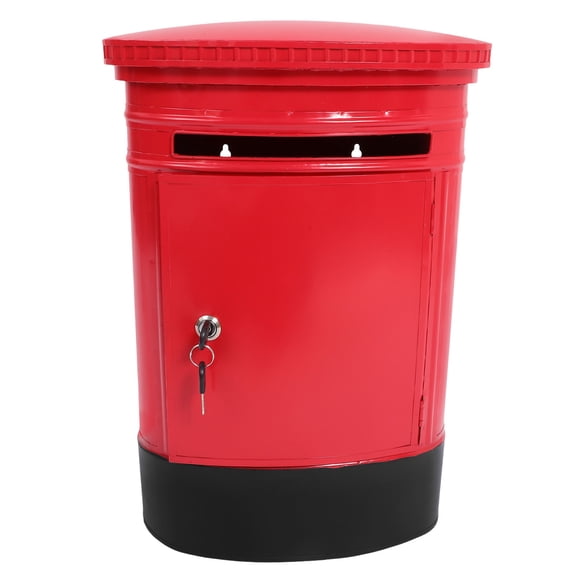 Hemoton Hanging Mail Organizer Wall Mount Iron Mailbox Mailboxes Public Office Red