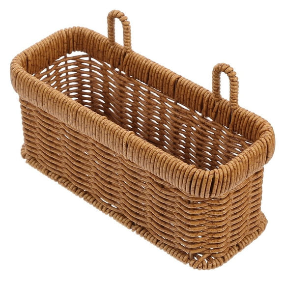 Hemoton Hanging Woven Storage Basket For Kitchen Decorative Wall Basket Faux Rattan Kitchen Basket Small Hanging Storage Basket Vintage Wall Hanging Basket