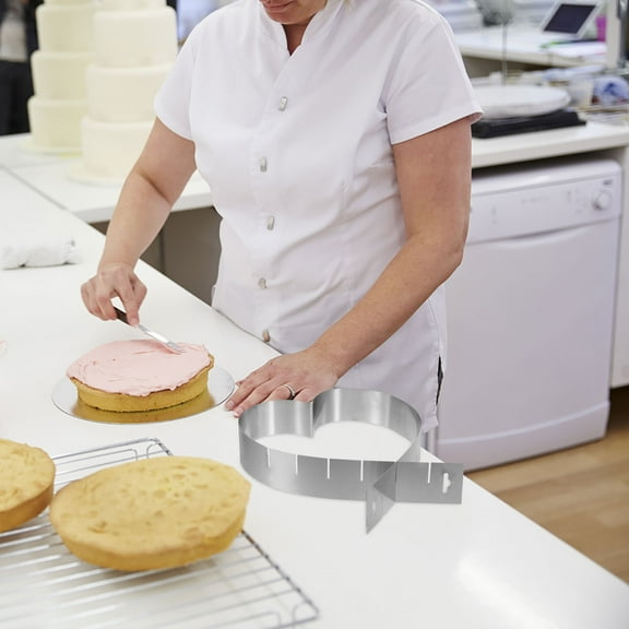 Hemoton Heart Shaped Cake Mold Adjustable Stainless Steel Dessert Ring Heart Cookie Cutter for Baking for Birthdays Weddings and Celebrations