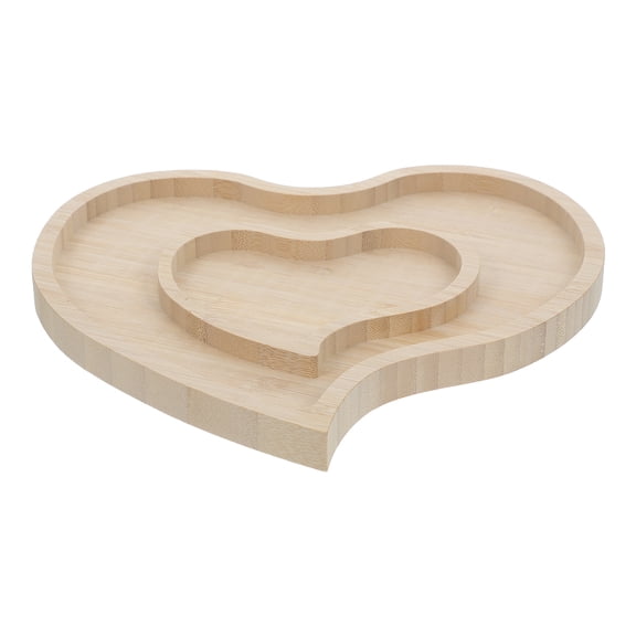 Hemoton Heart Shaped Wooden Tray Board Coffee Table Wedding Serving Khaki