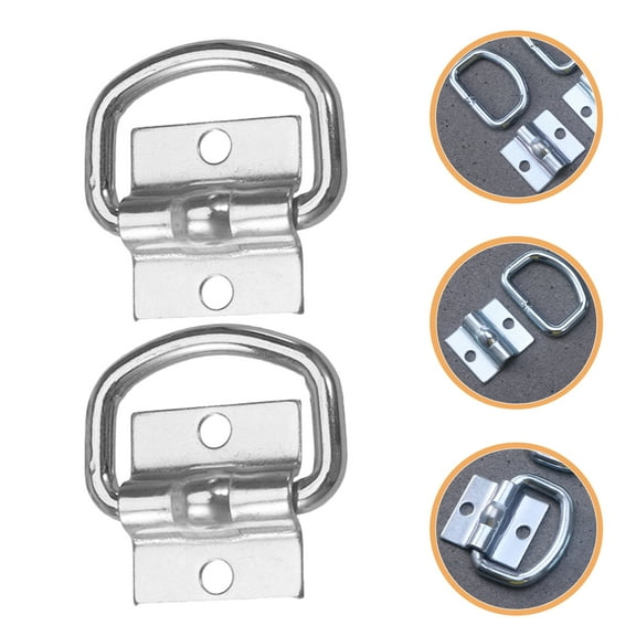 Hemoton Hemoton 2Pcs D Rings Tie Down Anchors Hooks for Trailer Truck Bed Bracket Enclosed Points Pickup Camper Surface Mount Heavy Duty Silver
