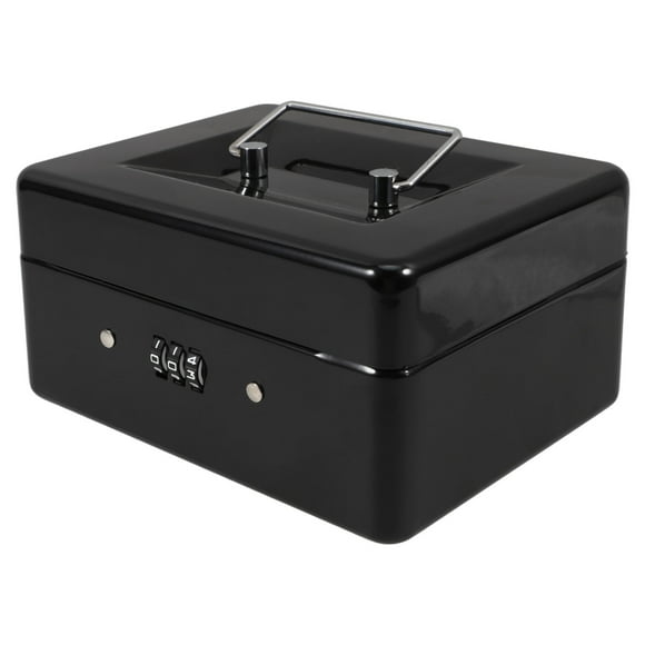 Hemoton Hidden Storage Box With Combination Lock Secure Metal Cash Box Safe Lock Box For Personal Lockable Money Safe Box With Removable Tray