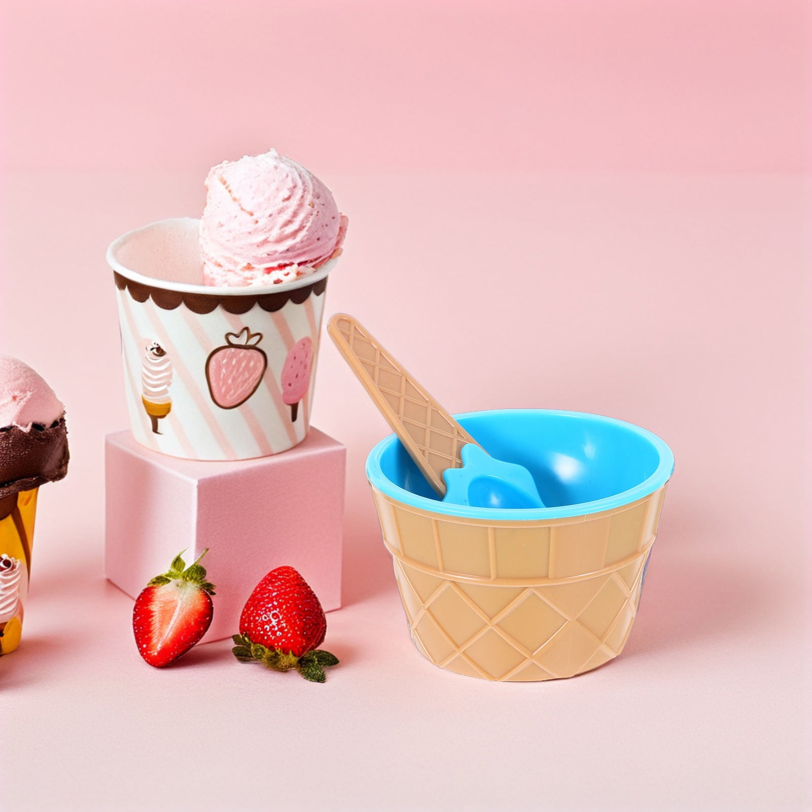 Elsjoy 6-Pack Ceramic Ice Cream Bowls - 9oz Assorted Color Sundae Cups For Desserts