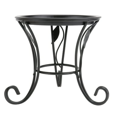 Hemoton Iron Metal Mini Small Flower Pot Stand for Indoor Outdoor Balcony Desk (Black)