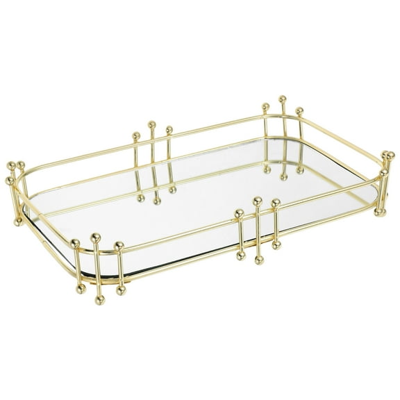 Hemoton Iron Vanity Tray For Dresser Makeup Container Tray Decorative Plate For Bathroom Countertop Large Capacity For Perfume And Skincare