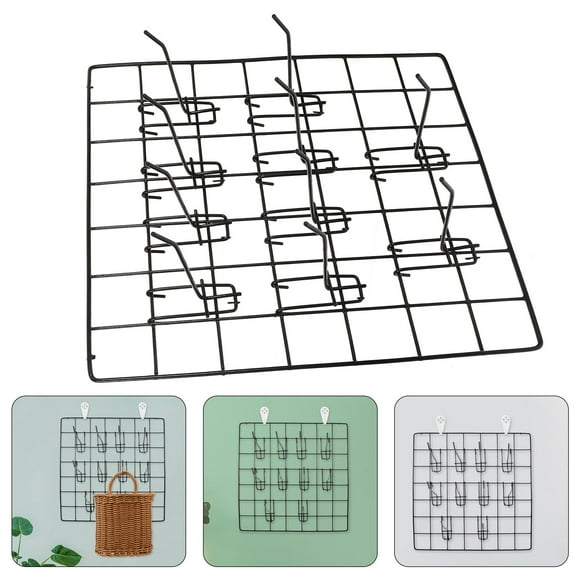Hemoton Iron Wire Grid Panel with Nail and 10pcs Hooks Decorative Panel Board 35x35 Photo Pictures Display Holder Hanging Frame Wall Trellis Display Rack Decoration Home Office Decor