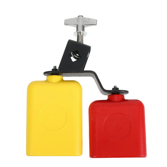 Hemoton Jam Block High Low Tones Bicolor Cowbell Double Sambago Bell Jam Block Latin Bell Percussion Instrument Dual Mounted Bell
