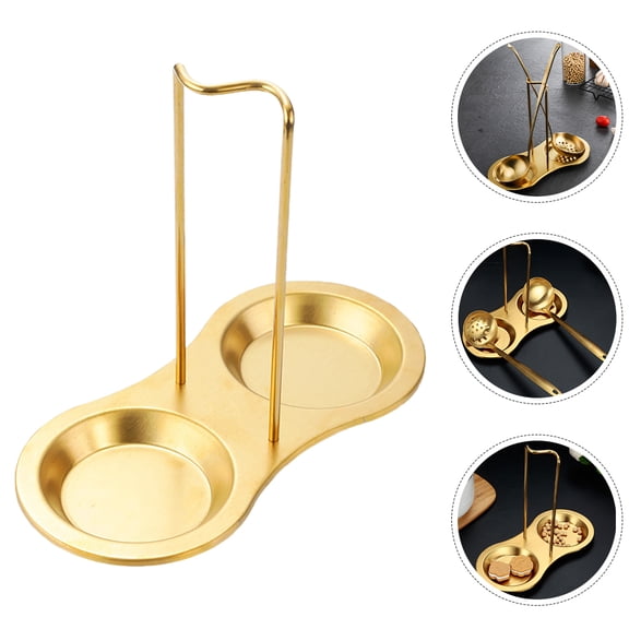 Hemoton Kitchen Utensil Rack Spoon Storage Rack Gold Stainless Steel 1 Set Soup Spoon Stand Kitchen Dish Drying Rack Standing Spoon Rest