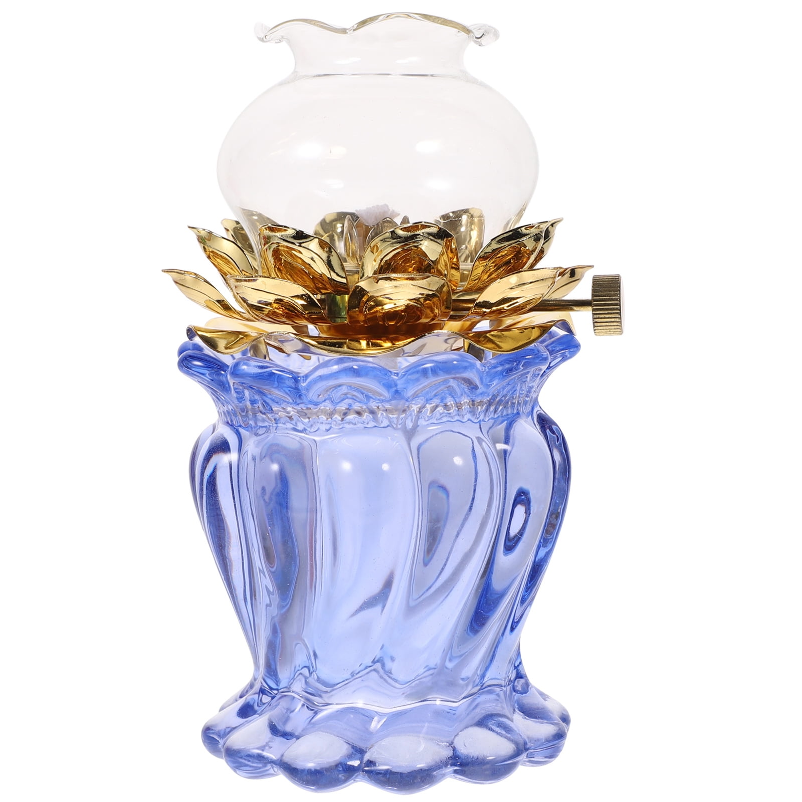 Hemoton Lamp Kerosene Oil Glass Vintage Emergency Lantern Lotus Light Burnerwickfront Chamber Retro Indoor Use Crystal
