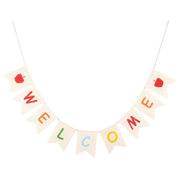 Hemoton Linen Banner Welcome Flag Welcome Banner Party Door Decorations 17.5x13x0.2cm