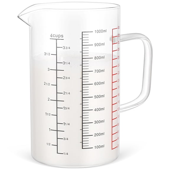 ORDDIART Kitchen Glass Measuring Jug with Clear Graduations and Comfortable Handle