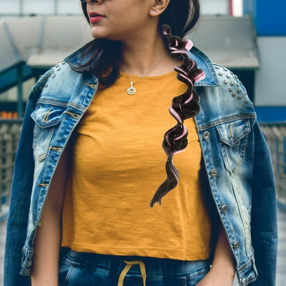 COOPHYA Braid Wig Pink High Temperature Wire For Girls Daily Life 1Set 15.0X2.0X0.4In