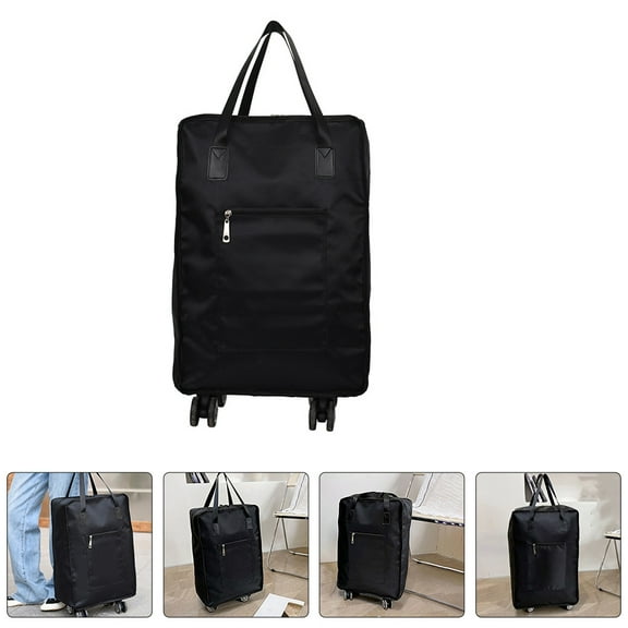 HEMOTON Black Foldable Travel Bag with Wheels Made of Oxford Cloth for Storage Use 28.5 Inches