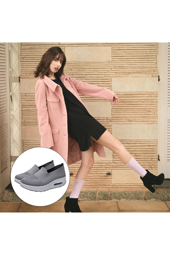 MLINS 1 Pair Relaxation Flying Woven Running Thick Soled Sneakers Heighten Mesh Shoes