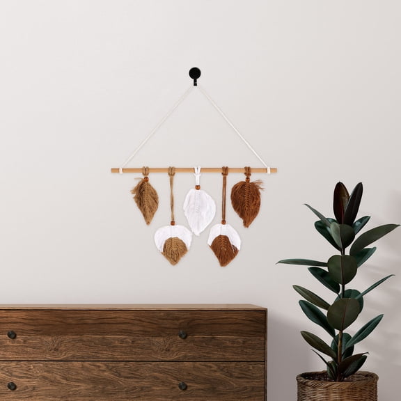 HEMOTON Boho Wall Decor Leaves Cotton Macrame Wall Hanging for Living Room Bedroom 35 x 28 Inches Assorted Color