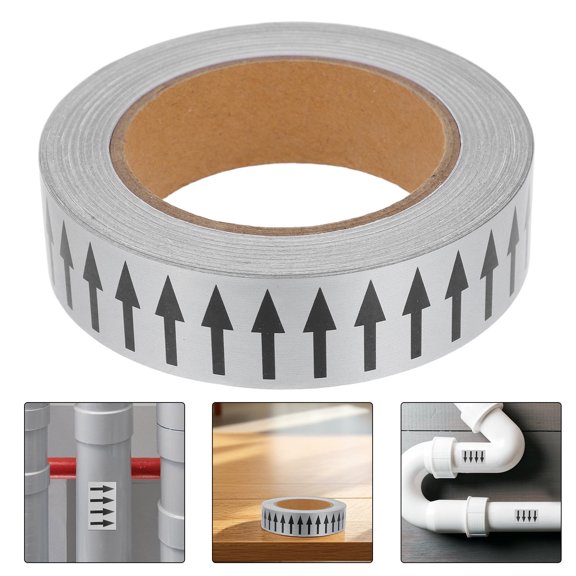 Hemoton Directional Pipe Arrow Adhesive Tape with Removable Backing, Gray Pipe Identification Marking Tape for Safety and Organization