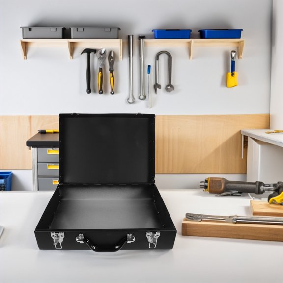 Hemoton Large Capacity Metal Storage Organizer Box Heavy Duty Portable Iron Tool Chest with Handle for Tools and Accessories