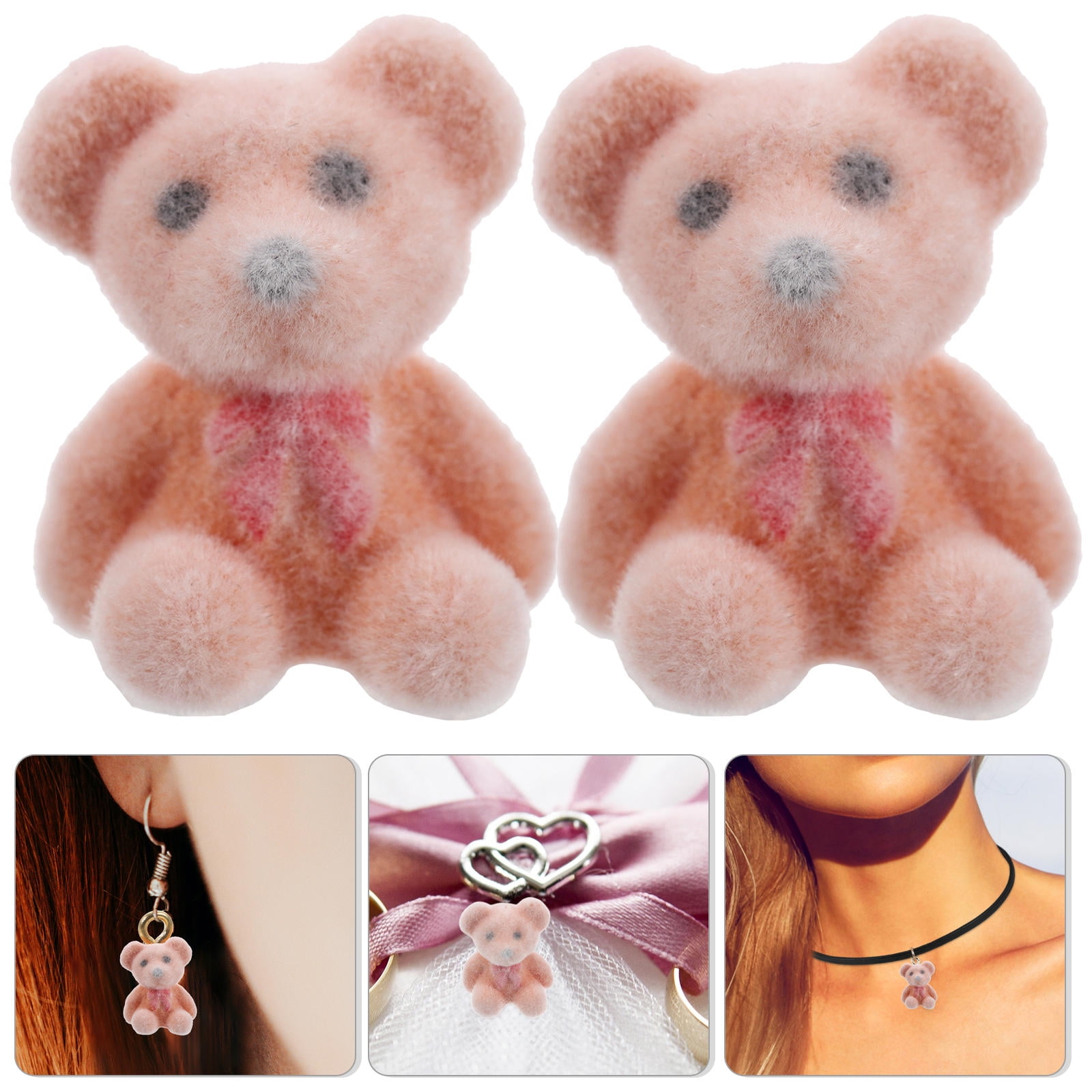 Hemoton Mini Flocked Bear Dolls for DIY Crafts Accessories and