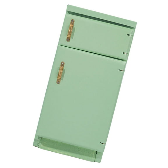 Hemoton Mini House Refrigerator 1/12 Scale Miniature Wooden Refrigerator Furniture Model