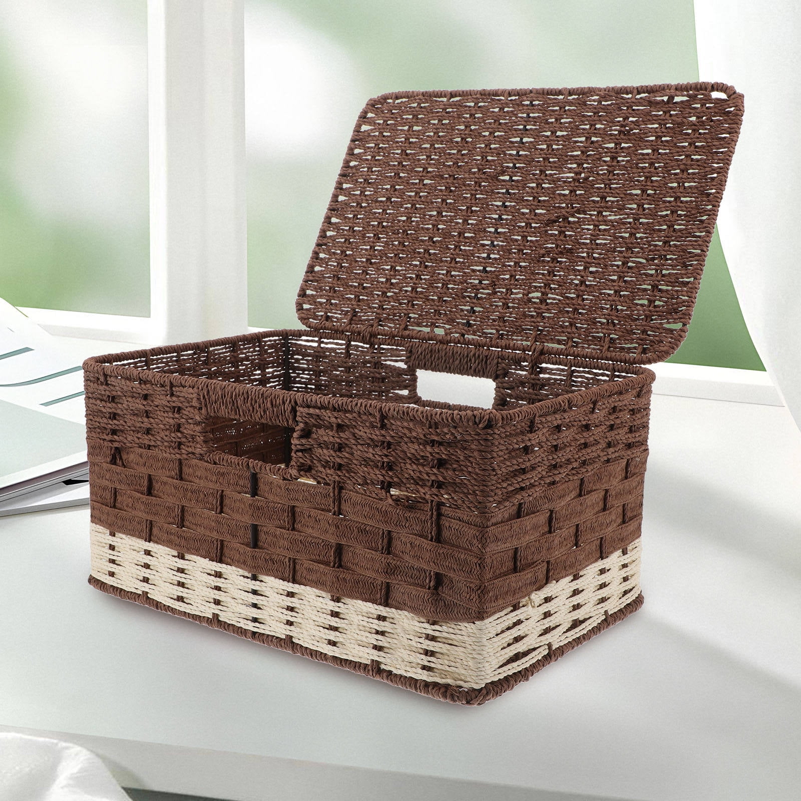 Simulated Rattan Woven Storage Box With Lid - Handwoven Vintage Suitcase For Toys, Clothes, Decor